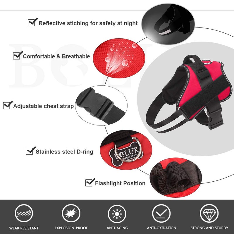 Bolux Dog Harness, No-Pull Reflective Dog Vest, Breathable Adjustable Pet Harness with Handle for Outdoor Walking - No More Pulling, Tugging or Choking (Red, M) - Image 2